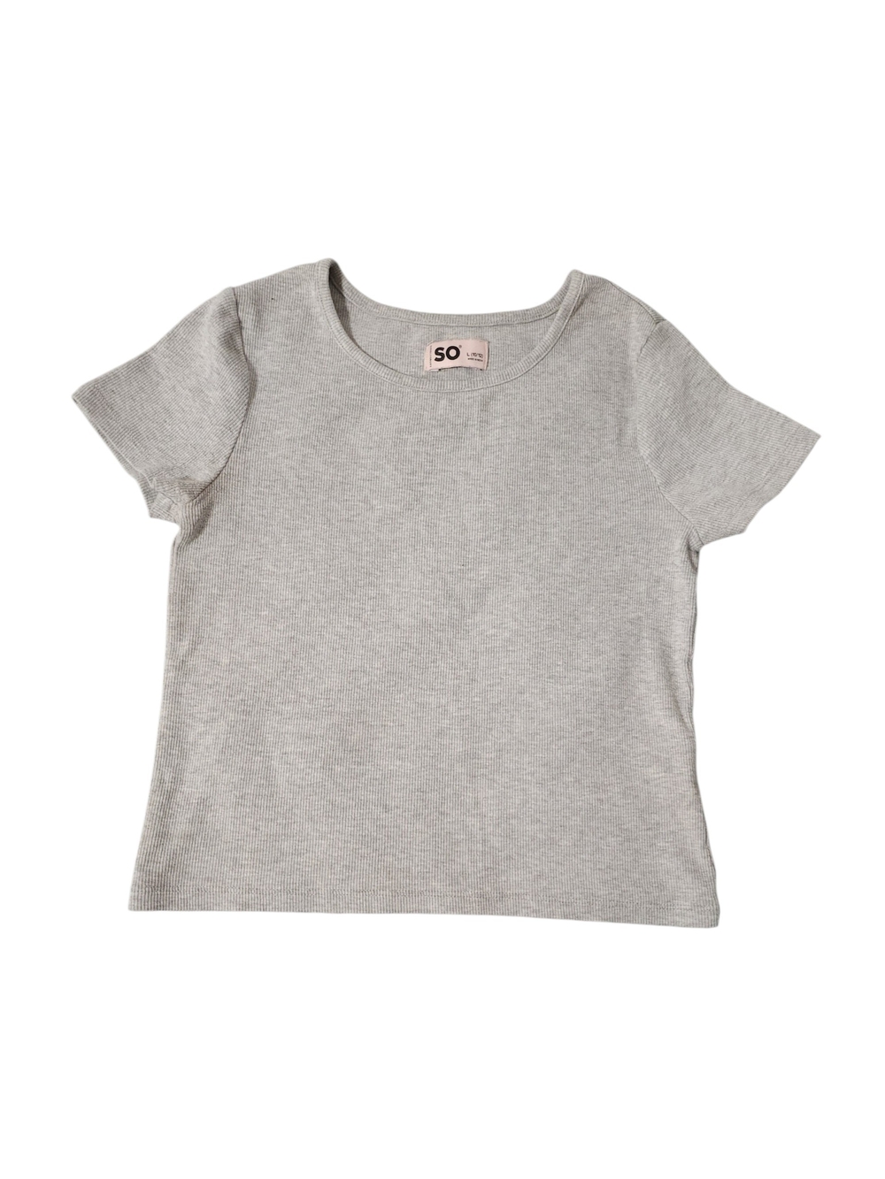 SO Girls Ribbed Stretch Crop T-Shirt Size L (10/12)